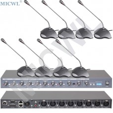 MICWL T516 8 Wired Desk Tabletop Gooseneck Conference Microphone and R2820 8 Channel 48V Phantom Sound Mixer