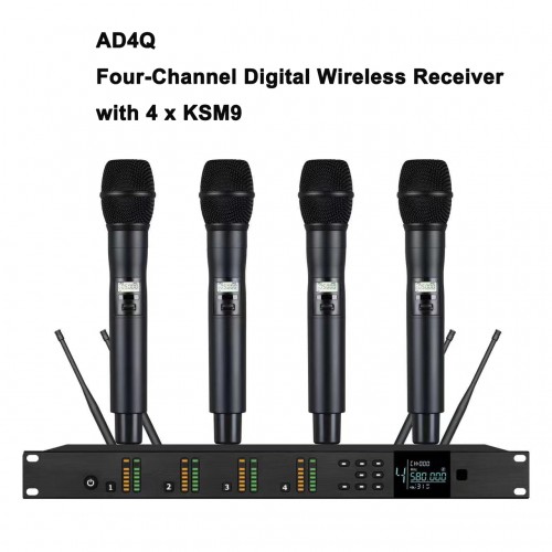 MiCWL AD4Q 4-Channel Digital Wireless Microphone System KSM9 Handheld For  Stage DJ Karaoke Anti-interference