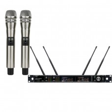 AD4D True Diversity Digital Wireless DJ Karaoke Stage Sing Microphone System Metal Silver KSM8 500m Range