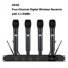 MiCWL AD4Q 4-Channel Digital Wireless Microphone System KSM9 Handheld For Stage DJ Karaoke Anti-interference 