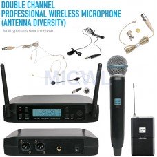 MICWL D220 UHF Dual Channel Wireless Microphone System Handheld Headset Lapel Instrument