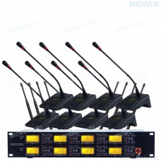 MiCWL G1800 Digital Wireless 8 Conference Microphone System 8 Gooseneck Desktop Mic 8 XLR 6.5mm Output