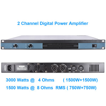 MiCWL 2 Channel 1300W Power Amplifier - Digital Professional Audio Amp with Volume Switch, XLR Input, for 8Ω Speakers
