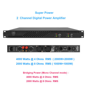 MiCWL CA4000 4000W Digital Power Amplifier Class D 2x1000 Watts Stage Karaoke DJ Sound Bridge 2 Channel