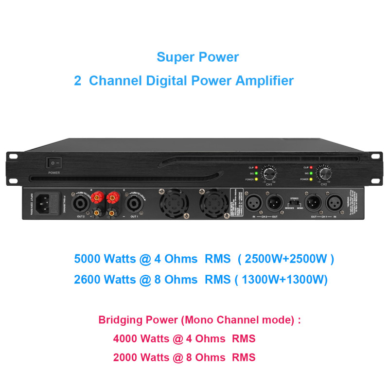 5000Watt Professional Digital Amplifier 2 Channel High-Power Amplifier for Bar Stage Outdoor Activity Stereo MiCWL CA1300