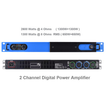 MiCWL Blue 2600W Digital Power Amplifier 2 Channel 2600 Watts Speaker PreAMPs AMP D6200-Blue