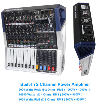 MiCWL PH08 2000W Power Mixer Amplifier 8 Channel Sound Mixing Console 48V Bluetooth Wireless Microphone Input MiCWL PH08 2000W Power Mixer Amplifier 8 Channel Sound Mixing Console 48V Bluetooth Wireless Microphone Input
