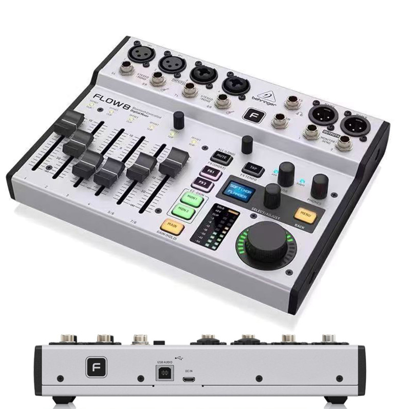 FLOW8 8-Channel Digital Mixer with Bluetooth, USB Audio Interface & App Control - 2 Built-in FX Processors for Live Streaming, Podcast, Recording