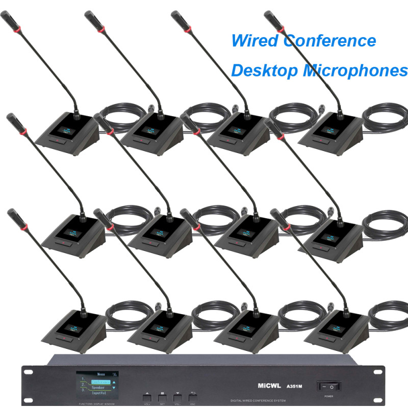 A3519 Digital Conference Microphone System Wired Gooseneck Mics for Meeting Room, Boardroom Chairman & Delegate Units MiCWL Audio Professional Audio Equipment