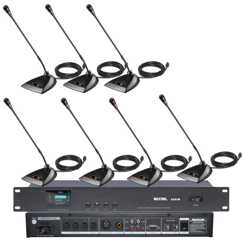MX418 Wired Digital Conference Microphone System MiCWL Audio Chairman Delegate Units Gooseneck Mic for Meeting Rooms Plug-and-Play Daisy Chain Support