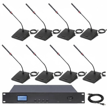 CCS 900 Ultra 1U Rack Mount Conference System – LCD Display Host + Gooseneck Mics w/ Built-in Speakers | 10/16/20/30 Mic Configurations for Boardrooms, Training Centers, Large Seminars