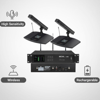 MiCWL Rechargeable Digital Wireless Conference Microphone – High-Sensitivity Desktop Mic for Meetings USB-C Charging Long Battery Life Ideal for Government Corporate Conference Rooms Small/Medium/Large