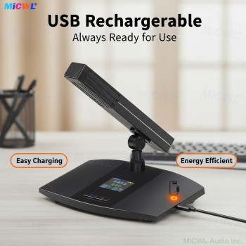 MiCWL A105 Rechargeable Table Digital Wireless Conference Microphone System High Sensitivity Square Tube USB Charging for Meeting Room Court Press Conference