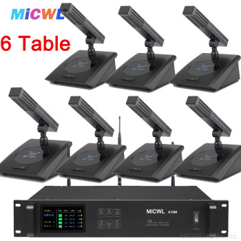 MiCWL A115 Wireless Conference Microphone System - 2U Digital Table 6 Mics with Chair/Delegate Priority Mode, 300m Range, Anti-Interference for Meeting Room, Boardroom & Auditorium Chair + Delegate Units