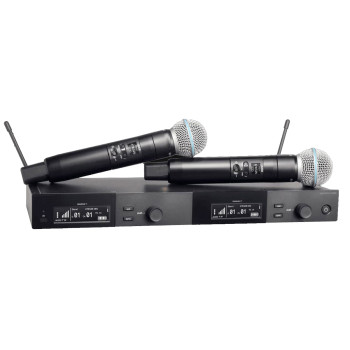 Professional SLXD24D Dual Wireless System - 2x SLXD2 Handheld Transmitters with Beta58 Super cardioid Capsules, High-End Stage Performance Mics