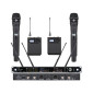 AD4D Dual Channel Digital Wireless Microphone System Receiver 2 KSM8 Handheld and 2 BodyPack with Lavalier Mics