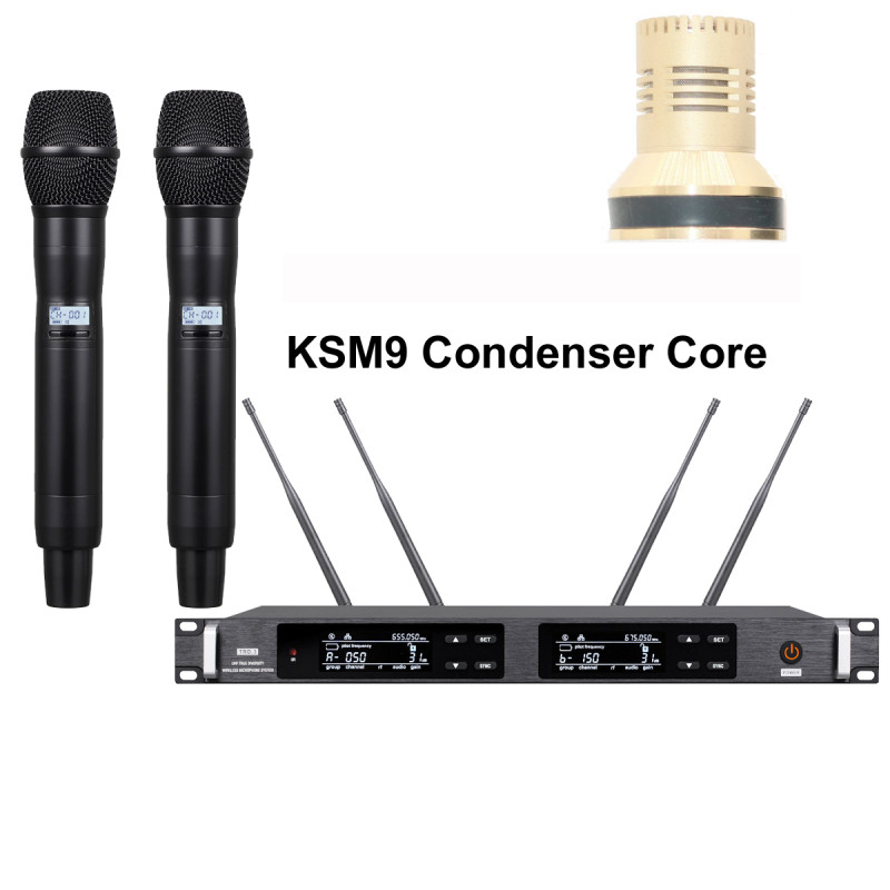 Advanced ULXD4 Dual KSM9 Condenser Capsule Handheld Stage Vocal Concert Mics Sets 4 Antenna True Diversity