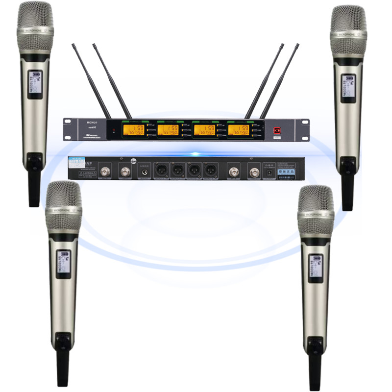 ULXD4Q 4-Channel Digital Wireless Microphone System with 4 SKM9000 Handheld Transmitters KSM9 Capsules 24-bit Audio Encryption Low Latency for Stage Church School Karaoke DJ Live Streaming