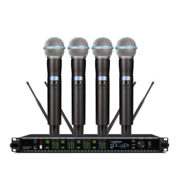AD4Q-Beta58 4 Channel Wireless Microphone System 4 Beta-58 Handheld Cardioid Dynamic DJ Karaoke Stage Sing