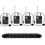 AD4Q Wireless Headset Microphone System - 4 Channel Digital UHF HeadWorn Microphones with LED Display for Stage, Teaching, Performance