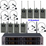 MiCWL D3900 8-Channel Digital UHF Wireless Microphone System 8 Headset 8 Lavalier Mics 8x50 Freq Groups (400+ Channels) Encrypted Audio for Stage Church School Karaoke DJ Live Streaming