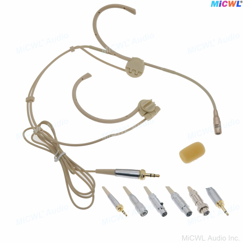 MiCWL CM90 Beige Cardioid Foldable Headset Microphone for Shure Sennheiser AKG Audio-Technica Head worn Wireless