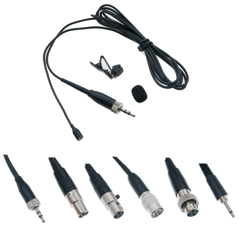 TL35 Black Mini Clip-On Lavalier Lapel Microphone For Sennheiser Shure AKG Wireless Body Pack Transmitter 3.5mm Jack Stereo